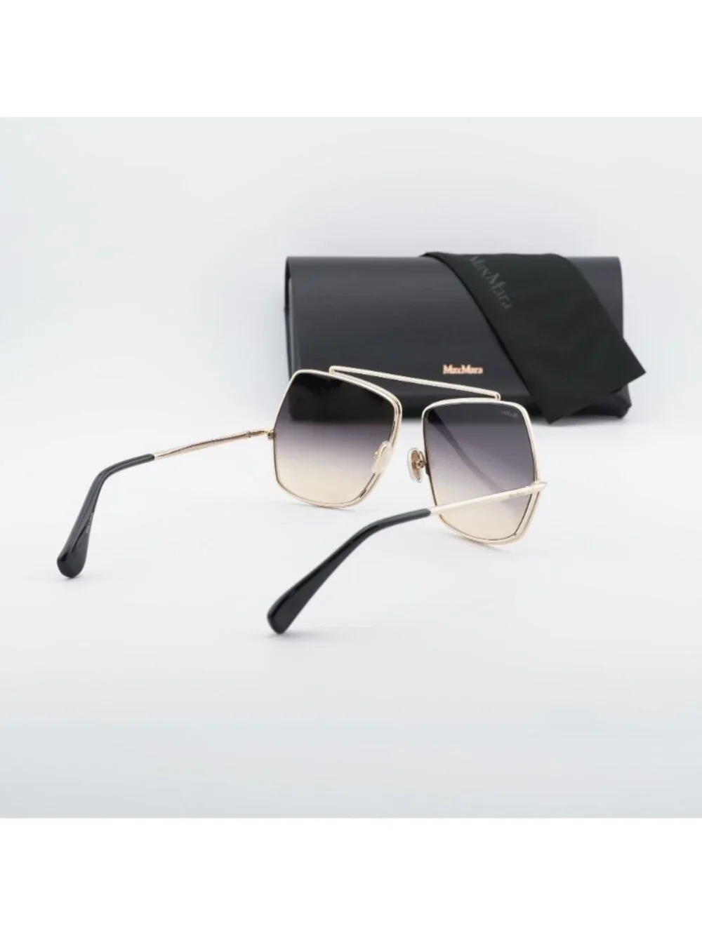 Max Mara MM0102 32B Sunglasses Gold Butterfly Frame, Smoke Lenses
